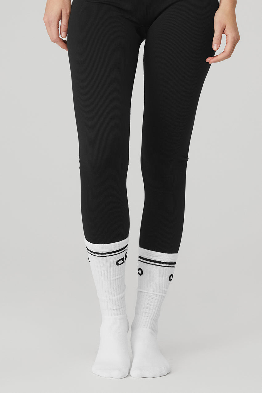 Women's Throwback Barre Sock - Black/White