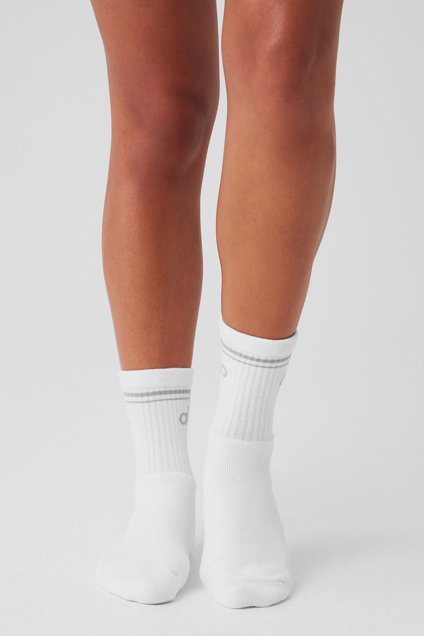 Unisex Half-Crew Throwback Sock - White/Black