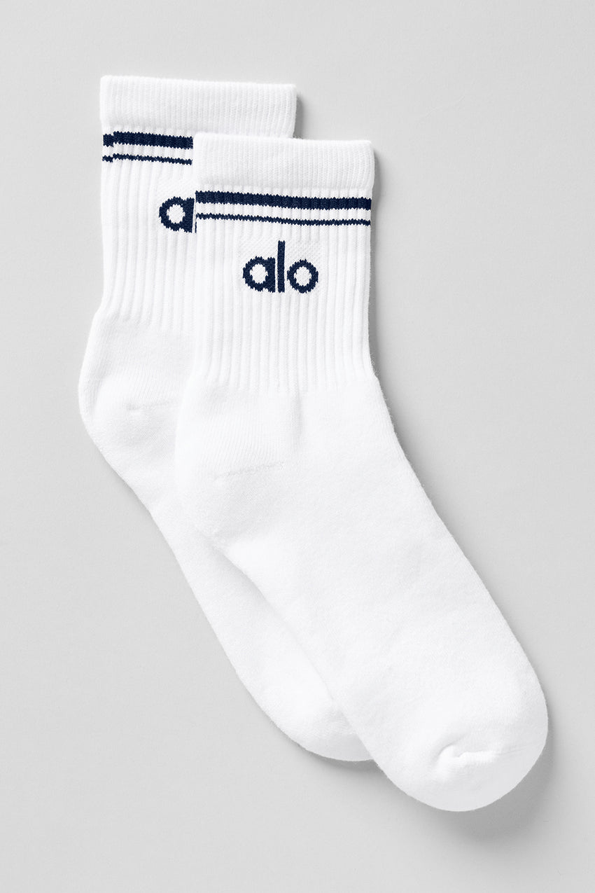 Unisex Half-Crew Throwback Sock - White/Black