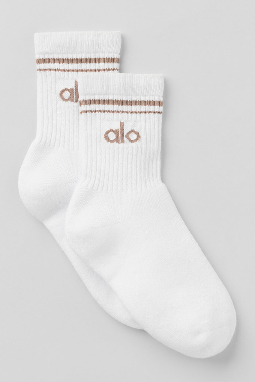 Unisex Half-Crew Throwback Sock - White/Black