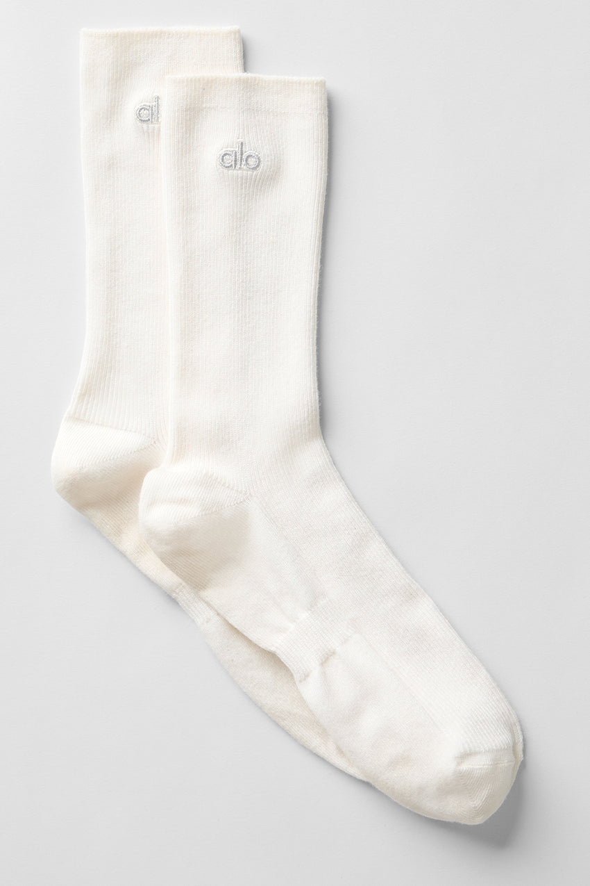 Unisex Half-Crew Understated Sock - White