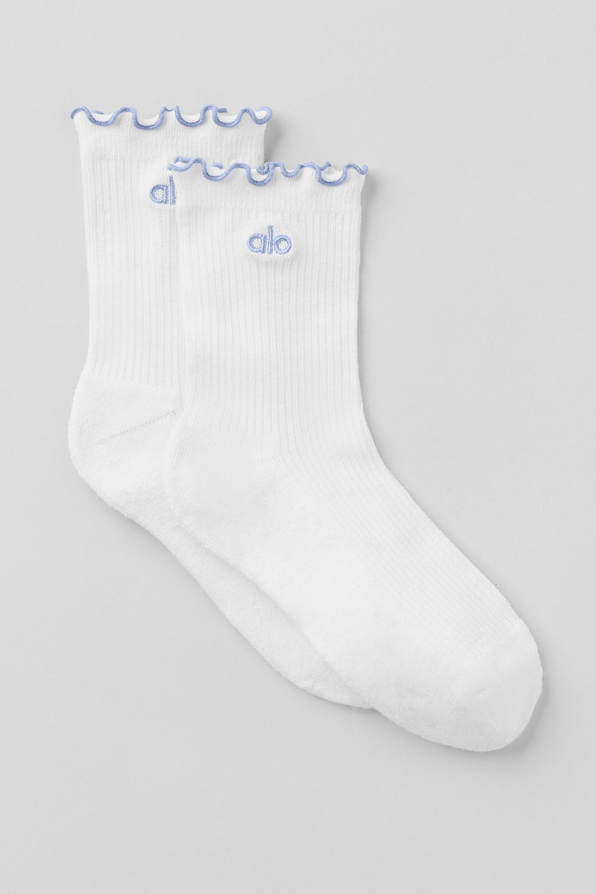 Women's Lettuce Edge Sock - White/Winter Frost