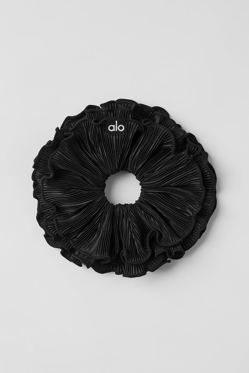 Micro Plisse Oversize Scrunchie - White