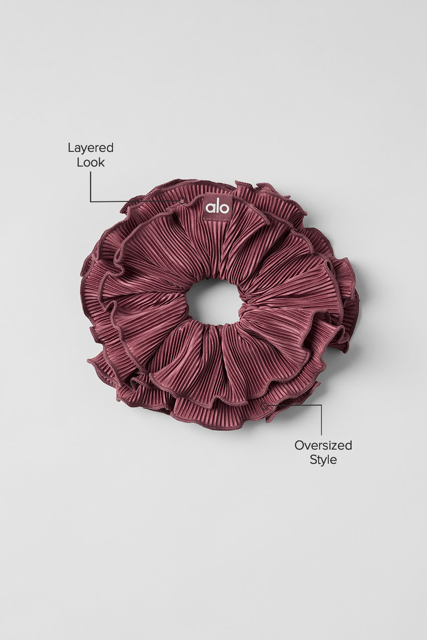 Micro Plisse Oversize Scrunchie - White