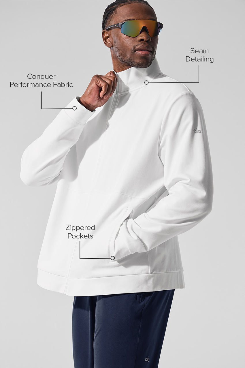 Conquer Max Mock Neck Full Zip - Athletic Heather Grey