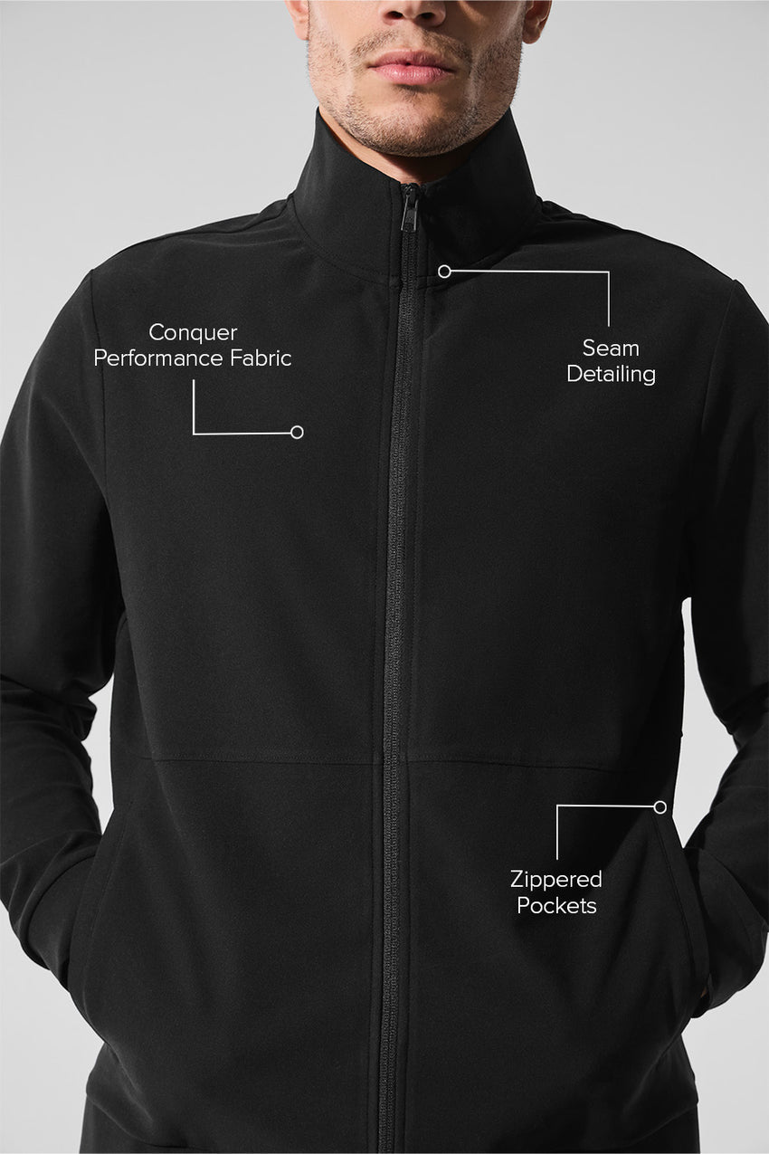 Conquer Max Mock Neck Full Zip - Athletic Heather Grey