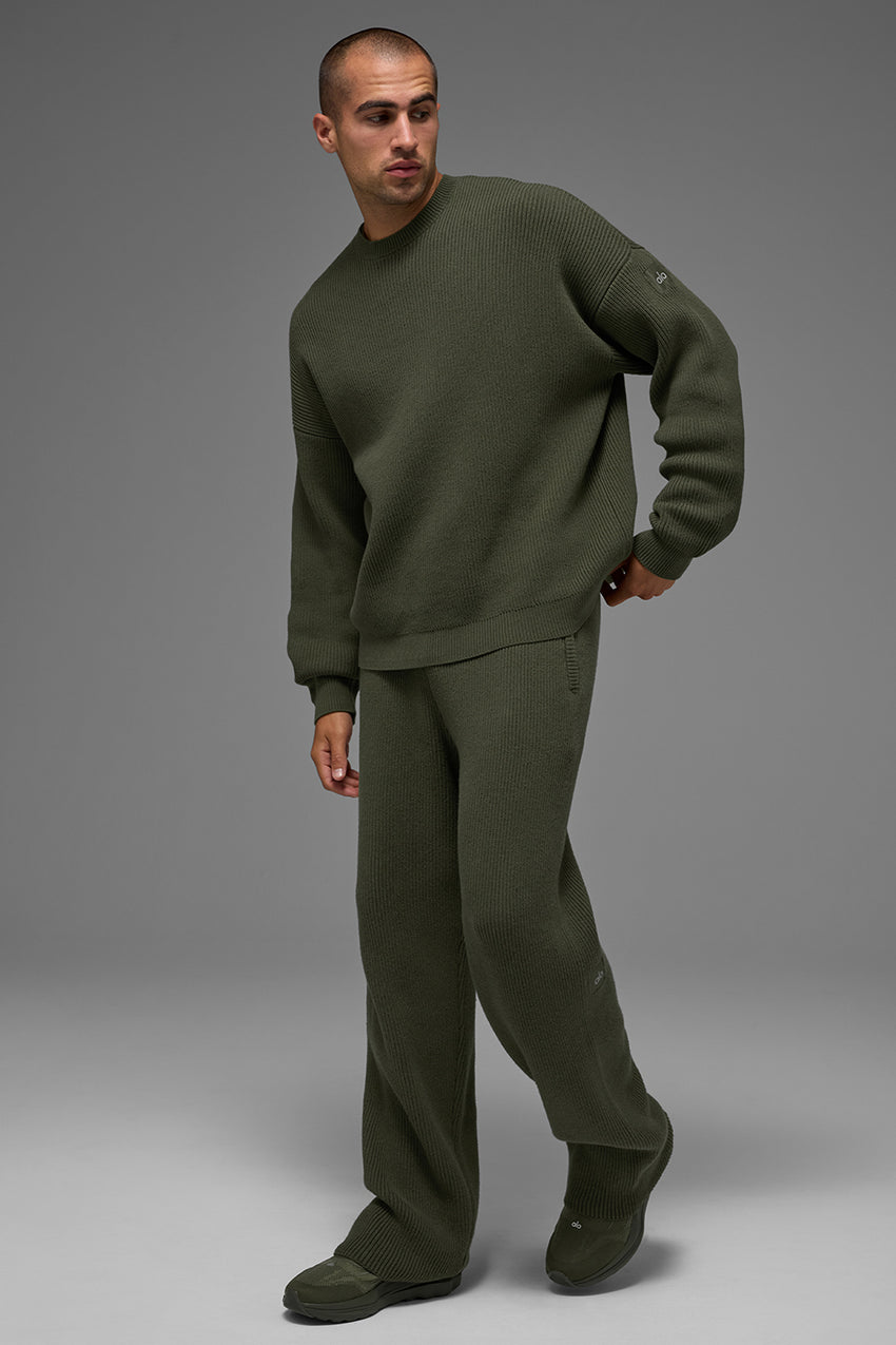 Domain Rib Knit Crew Sweater - Athletic Heather Grey
