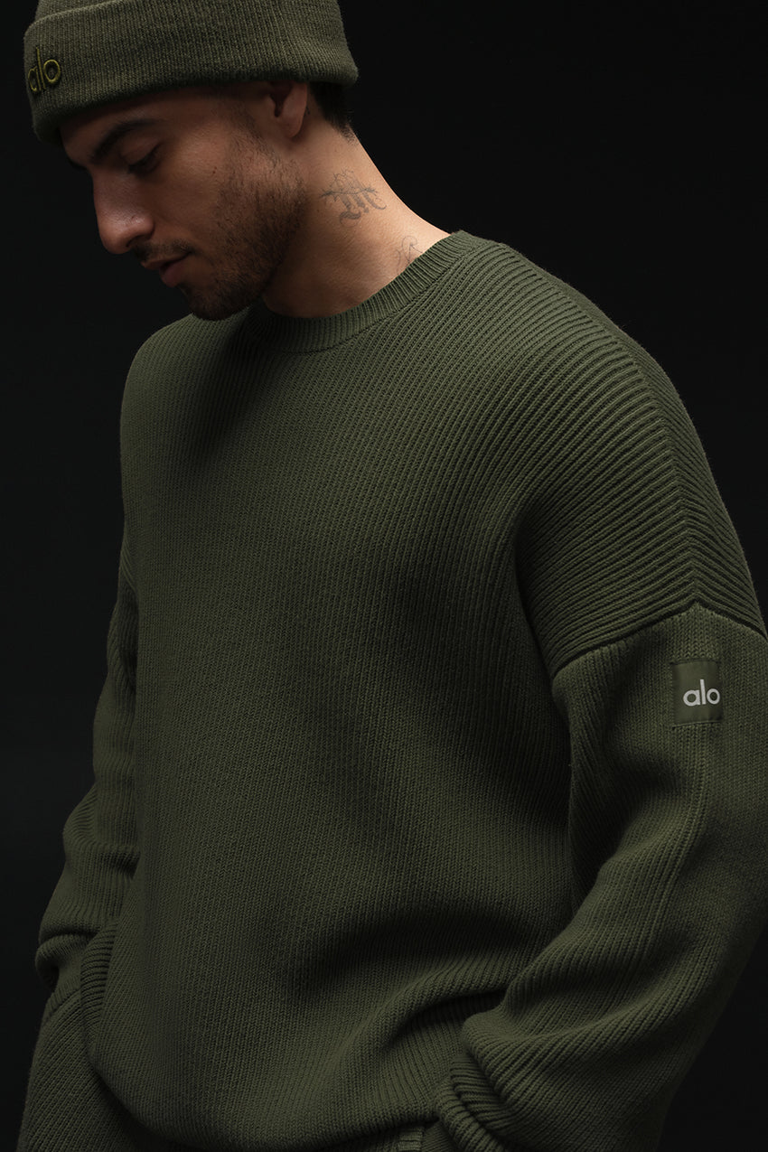 Domain Rib Knit Crew Sweater - Athletic Heather Grey