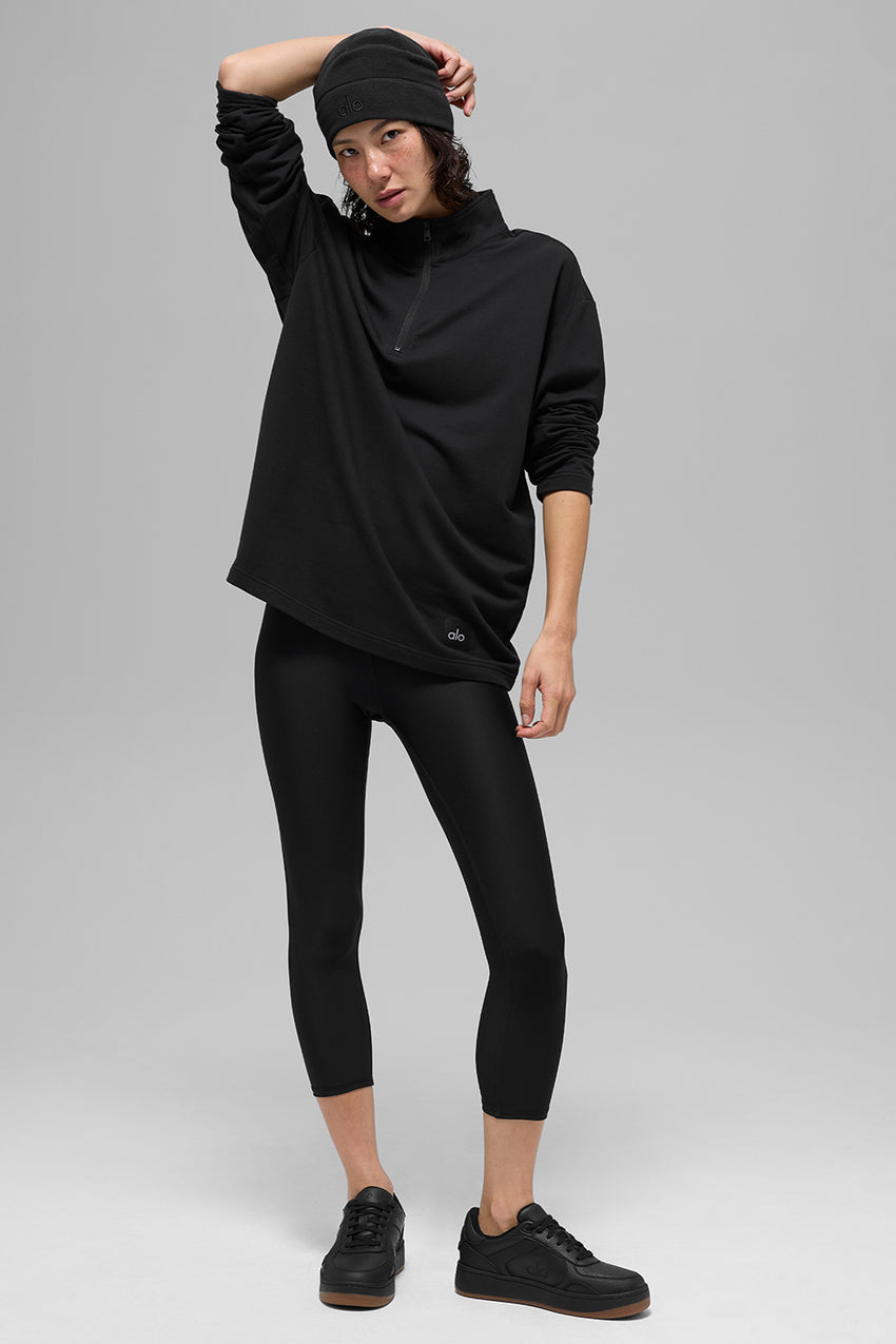 Double Take Long Sleeve 1/4 Zip - Black