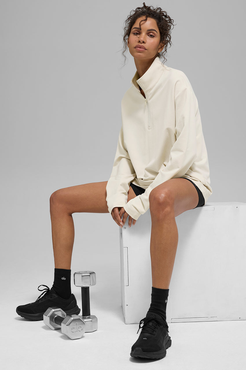 Double Take Long Sleeve 1/4 Zip - Black