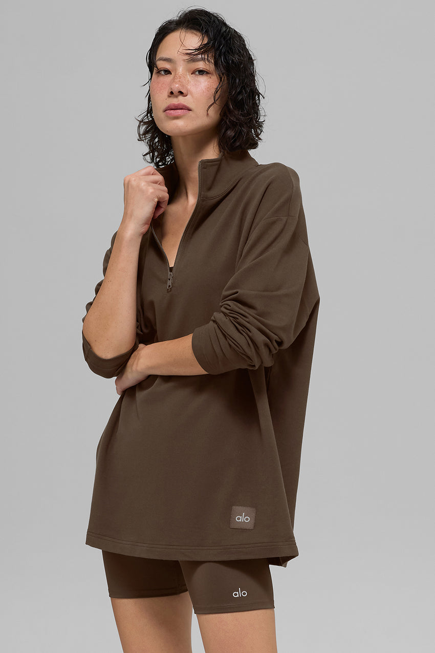Double Take Long Sleeve 1/4 Zip - Black