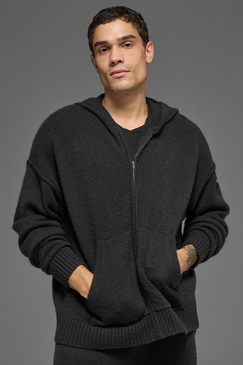 New Class Cashmere Full Zip Hoodie - Black