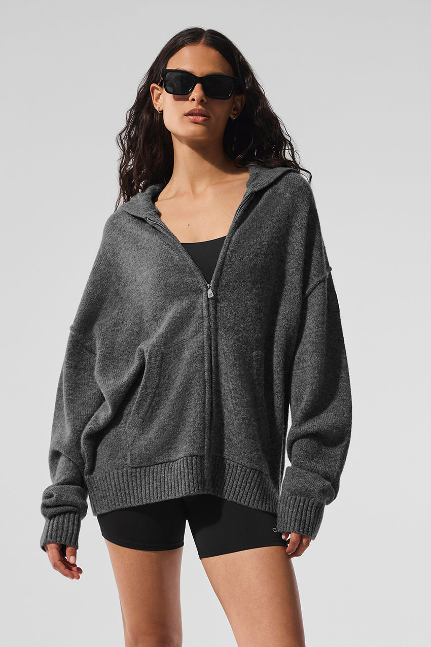 New Class Cashmere Full Zip Hoodie - Black