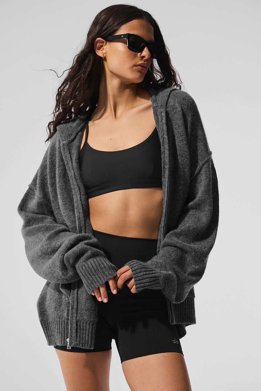New Class Cashmere Full Zip Hoodie - Black