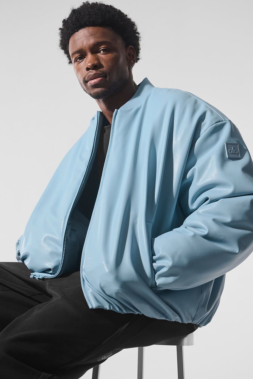Faux Leather Premier Bomber - Black