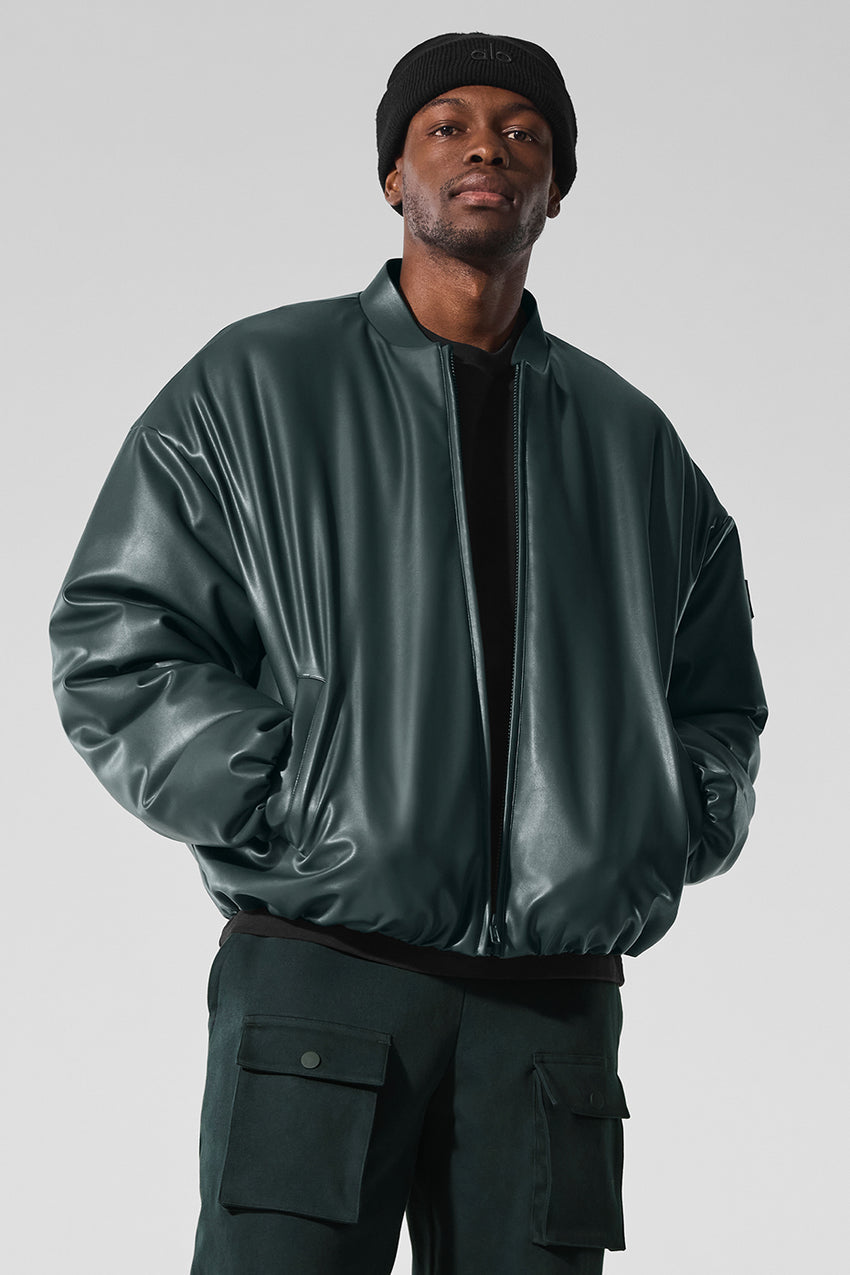 Faux Leather Premier Bomber - Black
