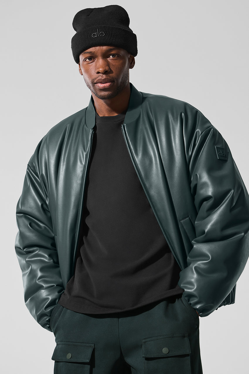 Faux Leather Premier Bomber - Black
