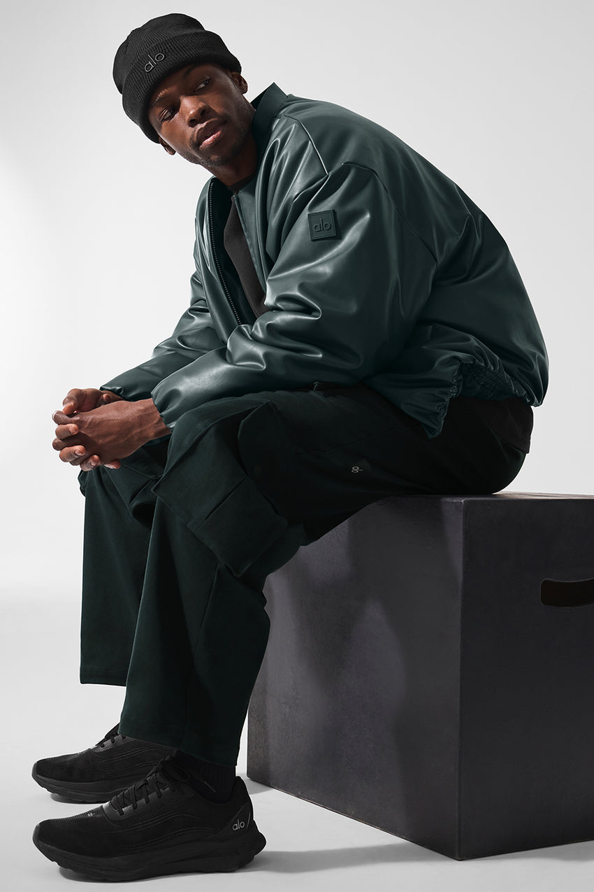Faux Leather Premier Bomber - Black