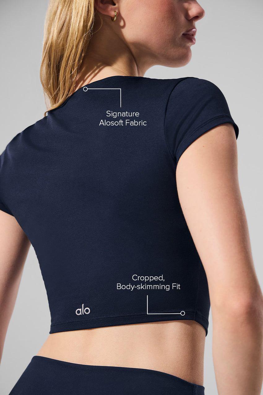 Alosoft Crop Finesse Short Sleeve - Black