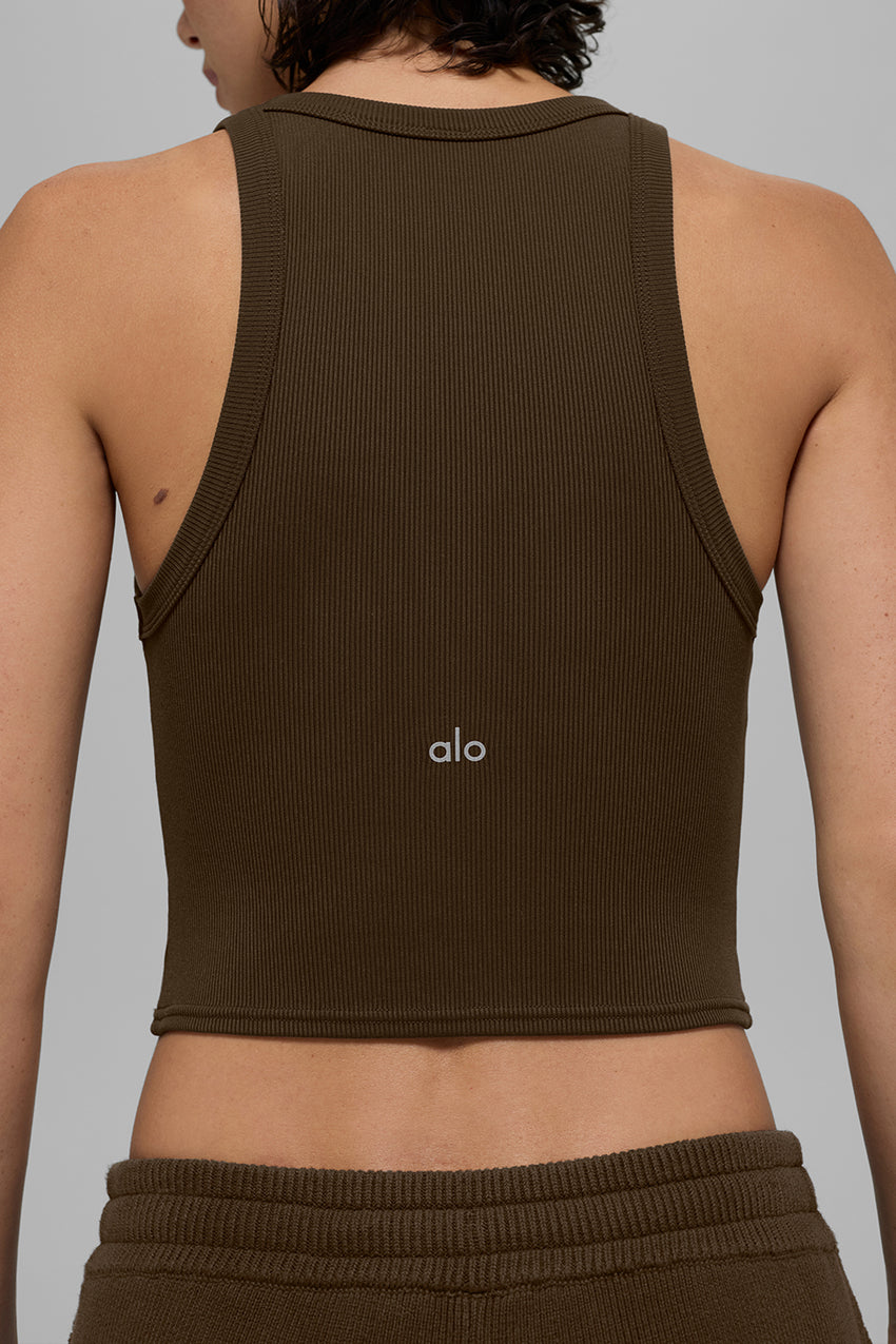 Goddess Ribbed Go-To Tank - Espresso