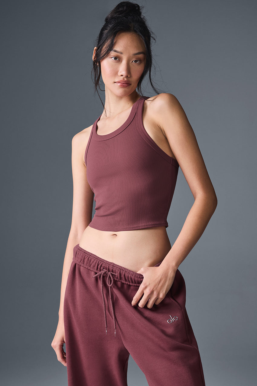 Goddess Ribbed Go-To Tank - Espresso