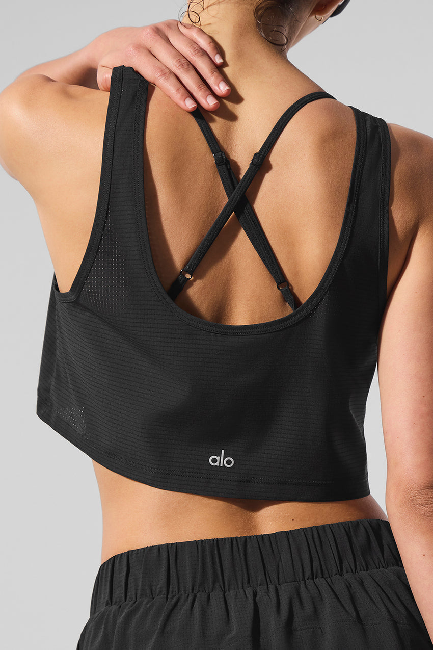 Cropped Sport Star Tank - Black