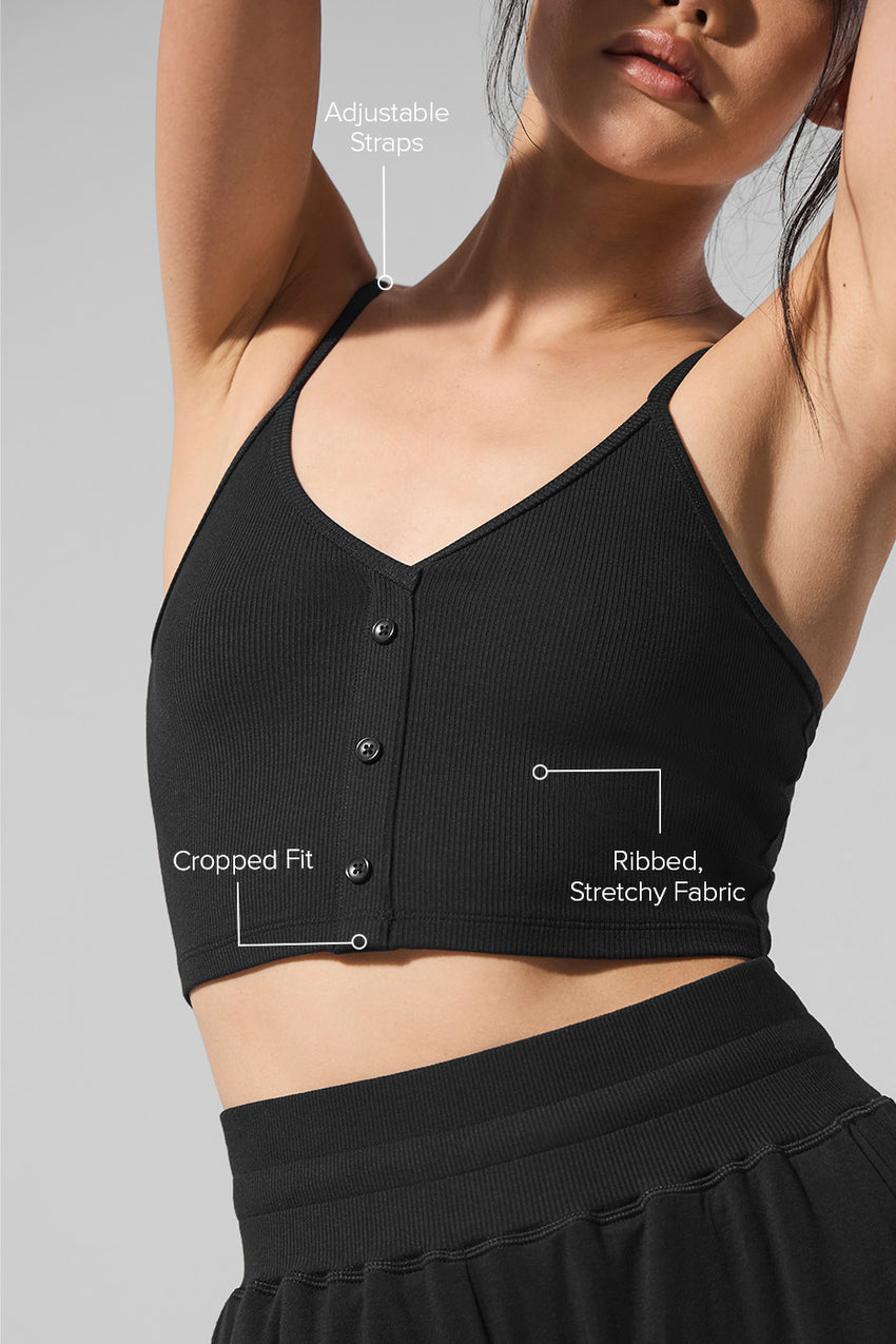 Ribbed Delicate Lounge Tank - Black