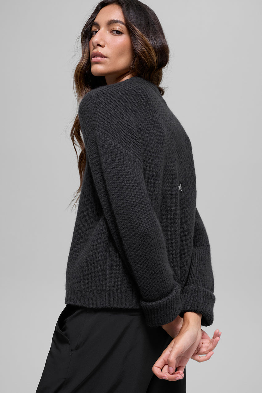 Cashmere Ribbed Noble Crewneck Sweater - Ivory