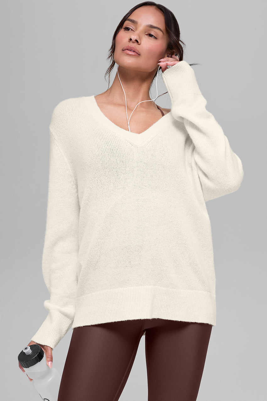 Cashmere New Class Oversized V-Neck Sweater - Ivory