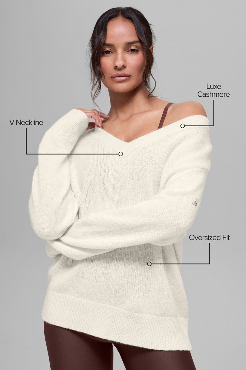 Cashmere New Class Oversized V-Neck Sweater - Ivory