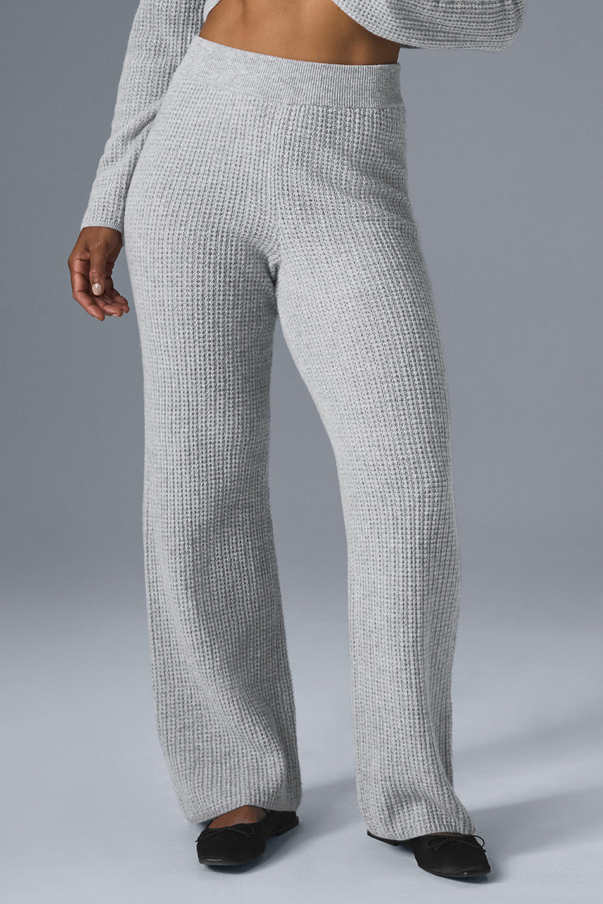 Cashmere High-Waist Plush Waffle Pant - Black