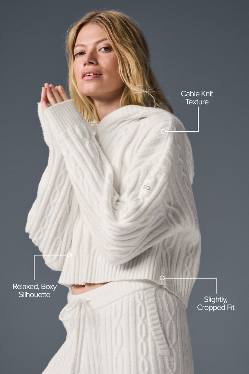 Cable Knit Winter Bliss Hoodie - Athletic Heather Grey