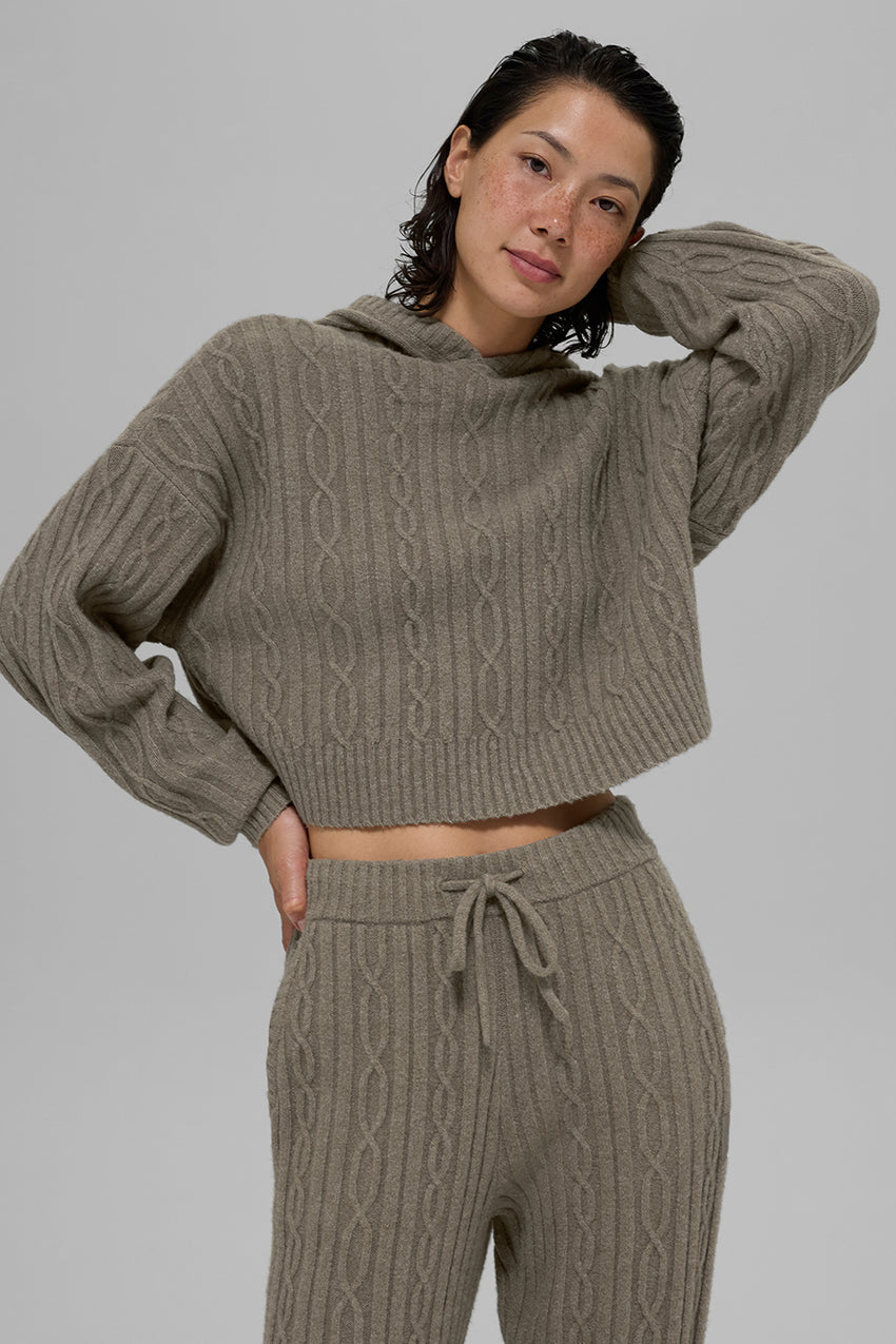 Cable Knit Winter Bliss Hoodie - Athletic Heather Grey