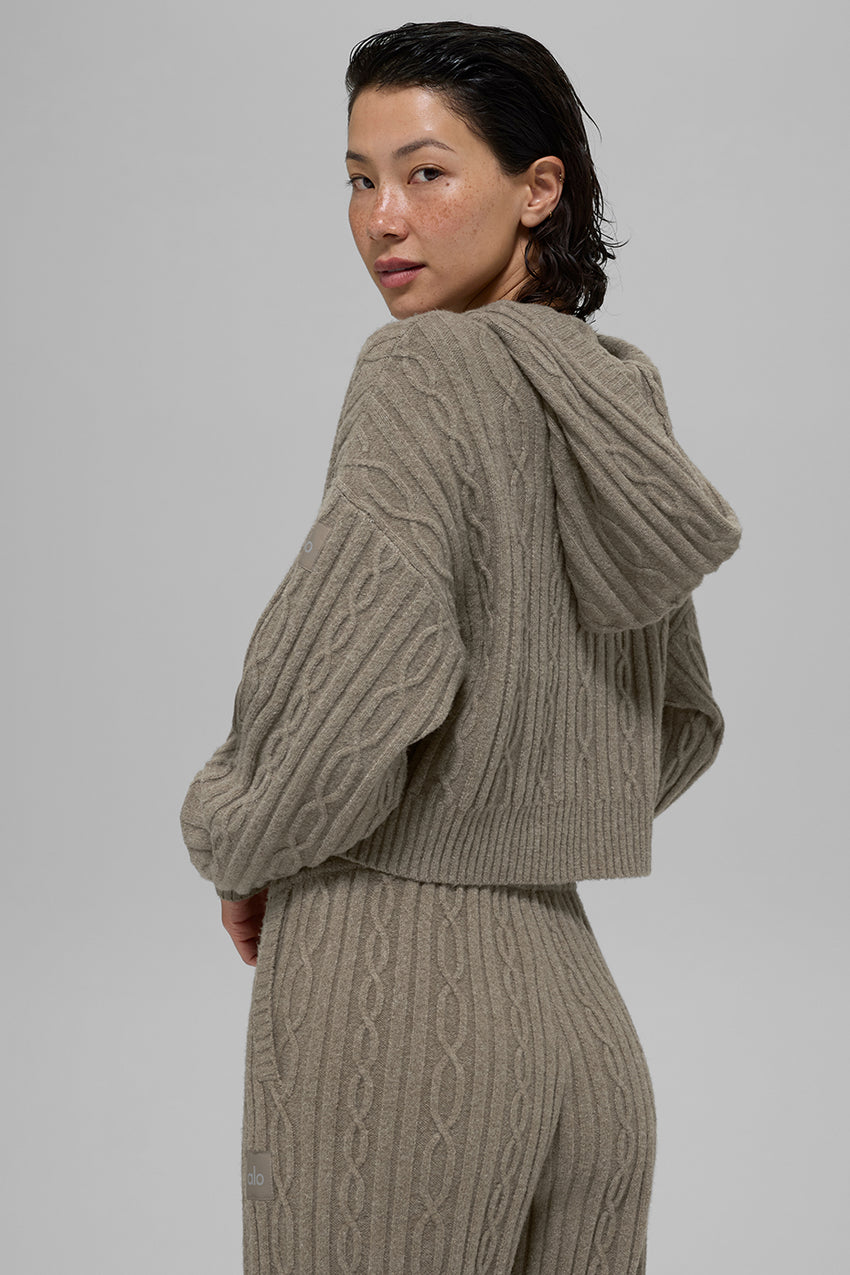 Cable Knit Winter Bliss Hoodie - Athletic Heather Grey