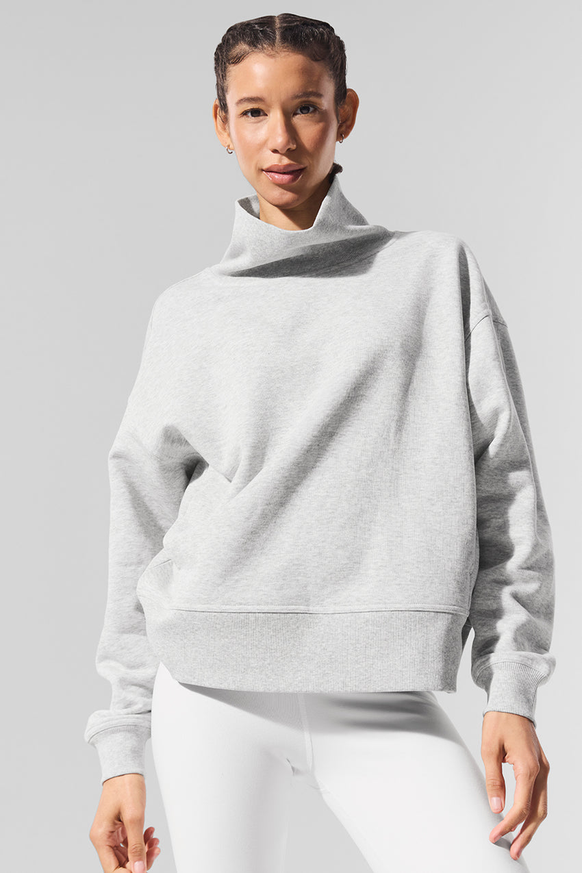 Hazy Mock Neck Pullover - Athletic Heather Grey