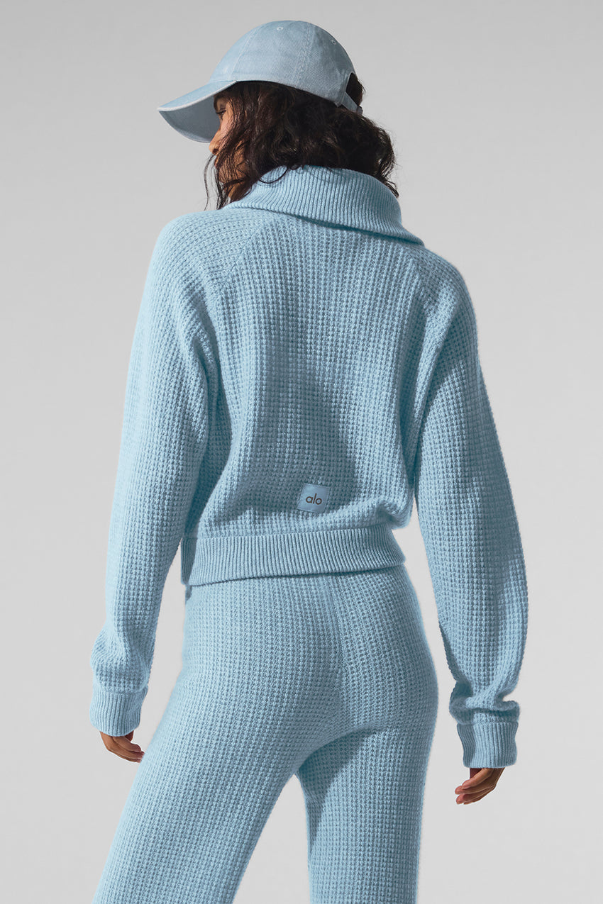 Cashmere Plush Waffle 1/4 Zip Pullover - Black