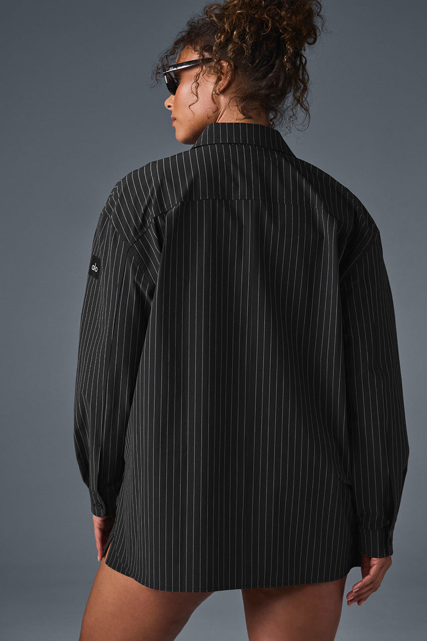 Pinstripe Daylight Button Down Long Sleeve - Black/Titanium