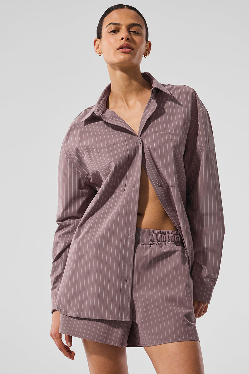 Pinstripe Daylight Button Down Long Sleeve - Black/Titanium