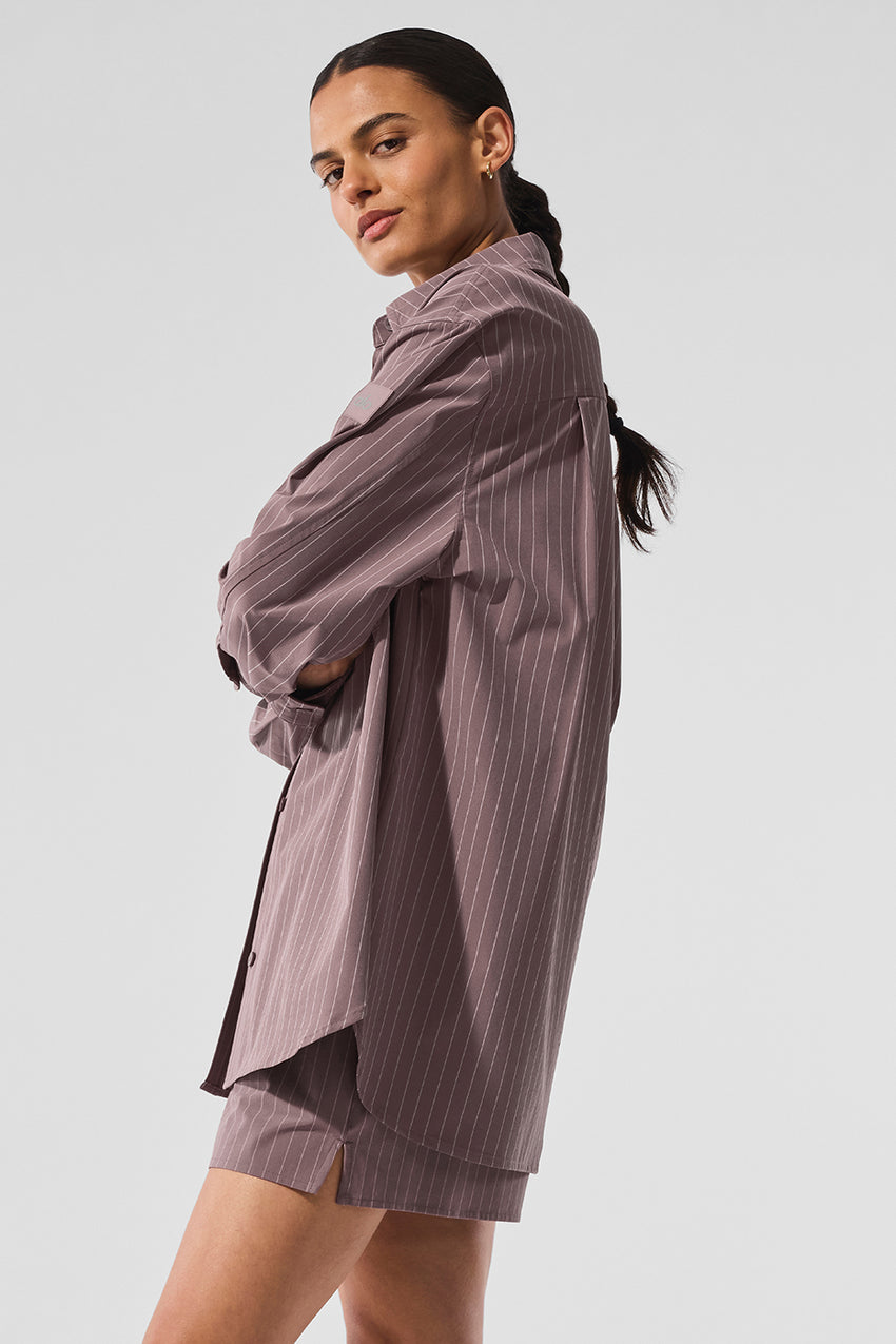Pinstripe Daylight Button Down Long Sleeve - Black/Titanium