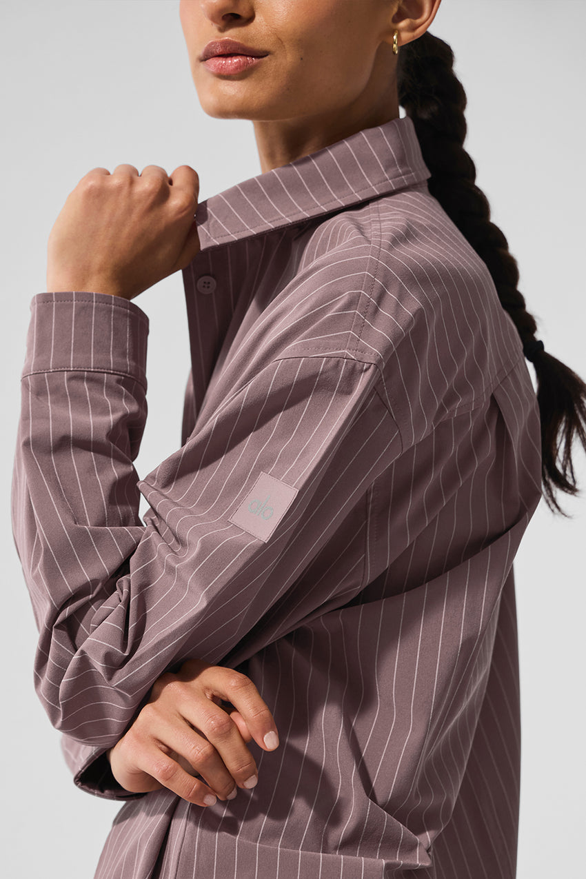 Pinstripe Daylight Button Down Long Sleeve - Black/Titanium