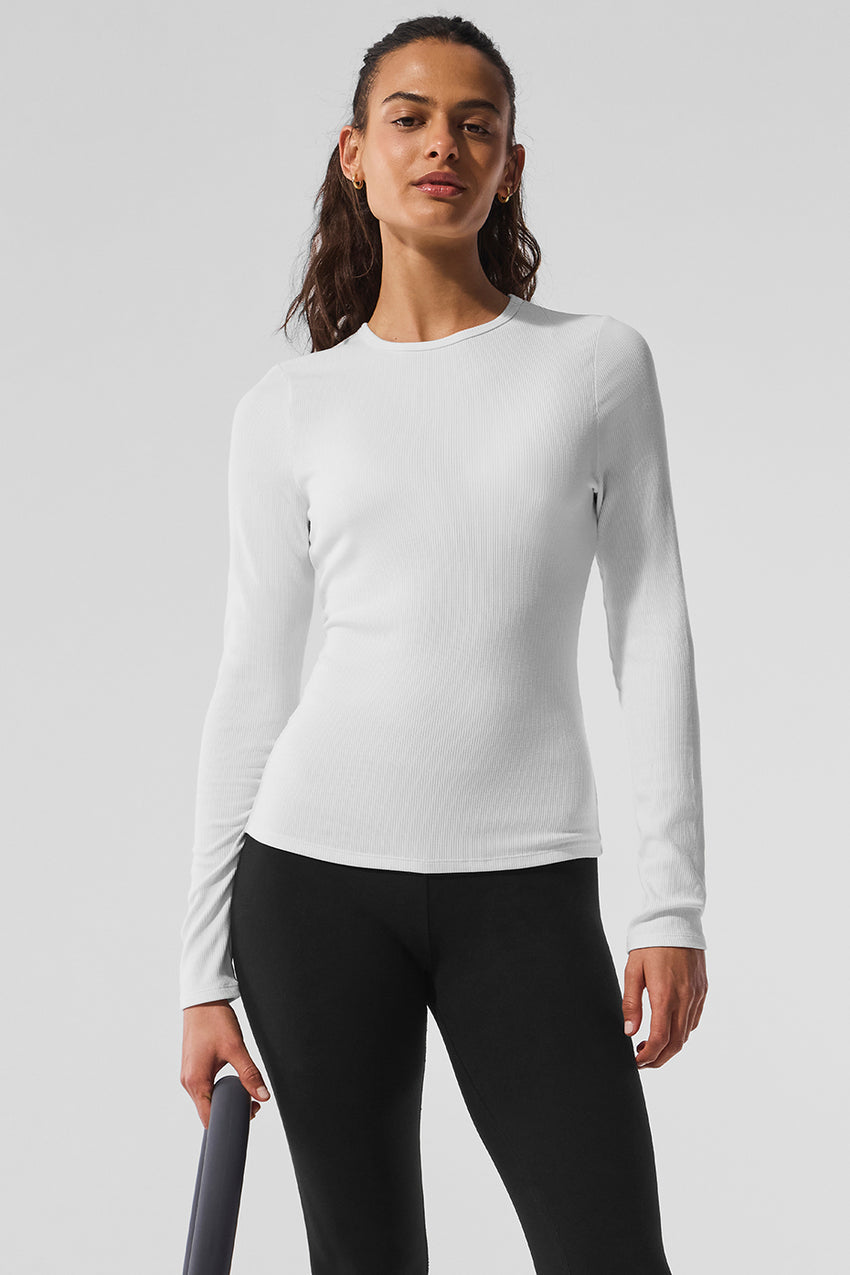 Ribbed Modal Long Sleeve - White