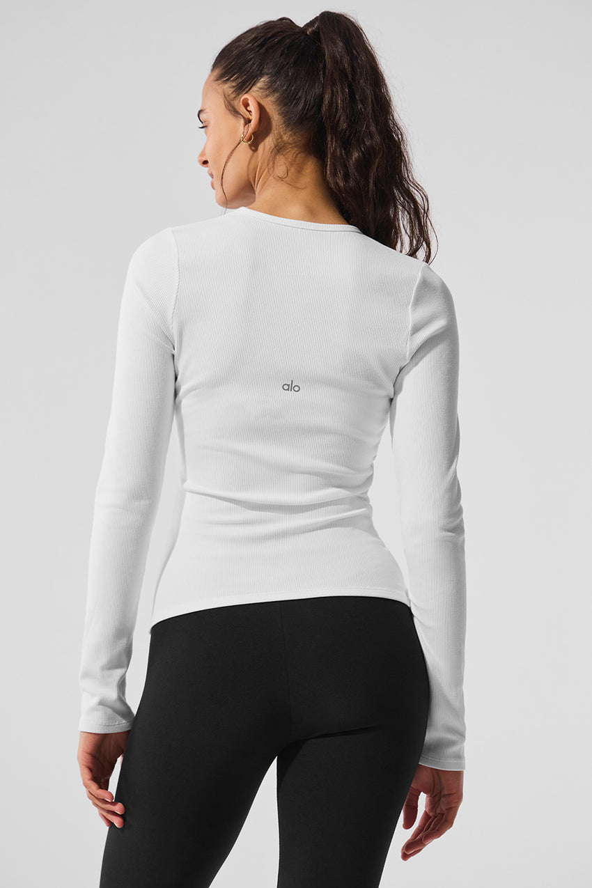 Ribbed Modal Long Sleeve - White