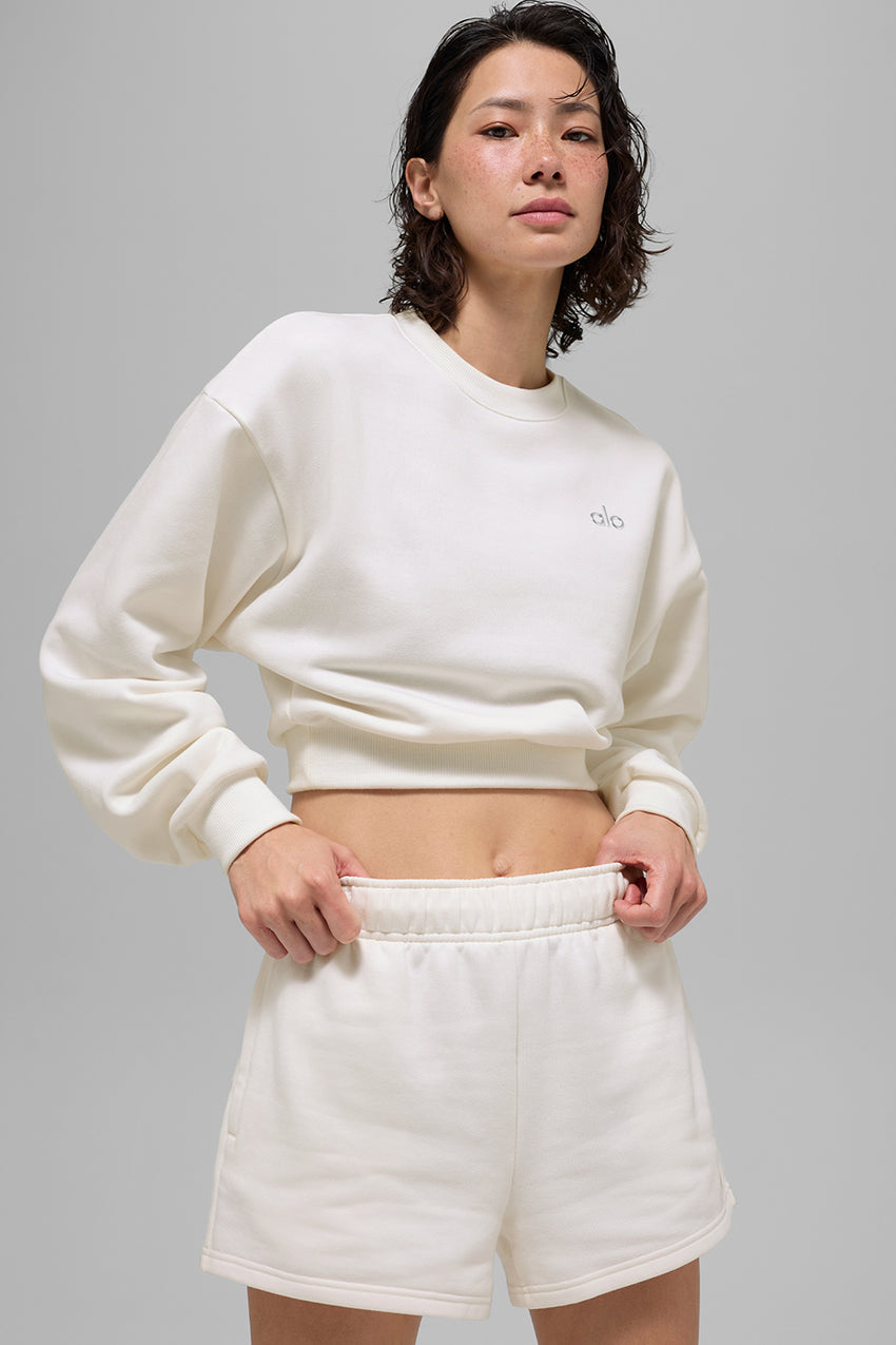 Cropped Accolade Crewneck - Black