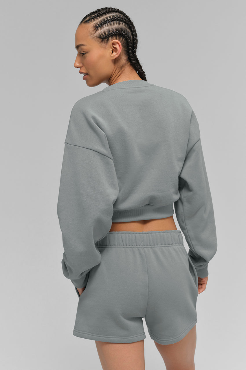 Cropped Accolade Crewneck - Black