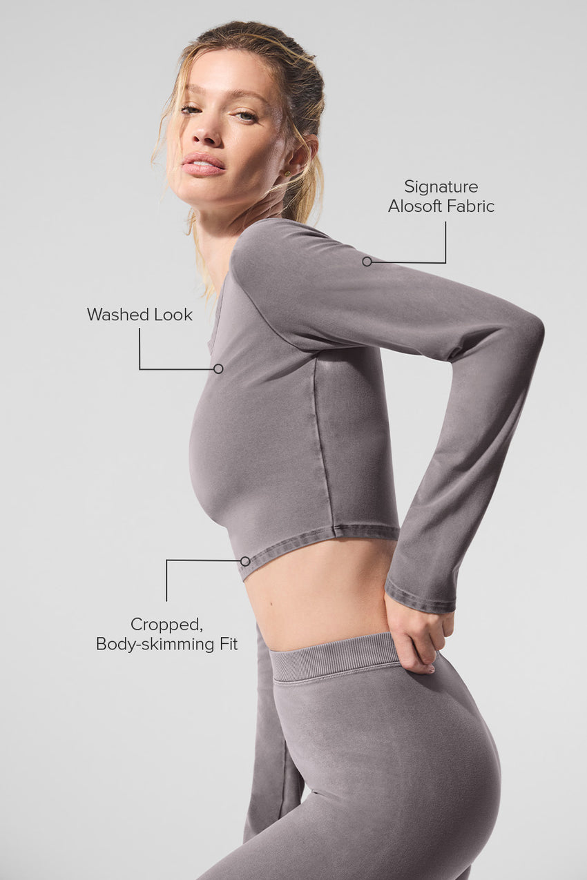 Alosoft Crop Finesse Long Sleeve - Black