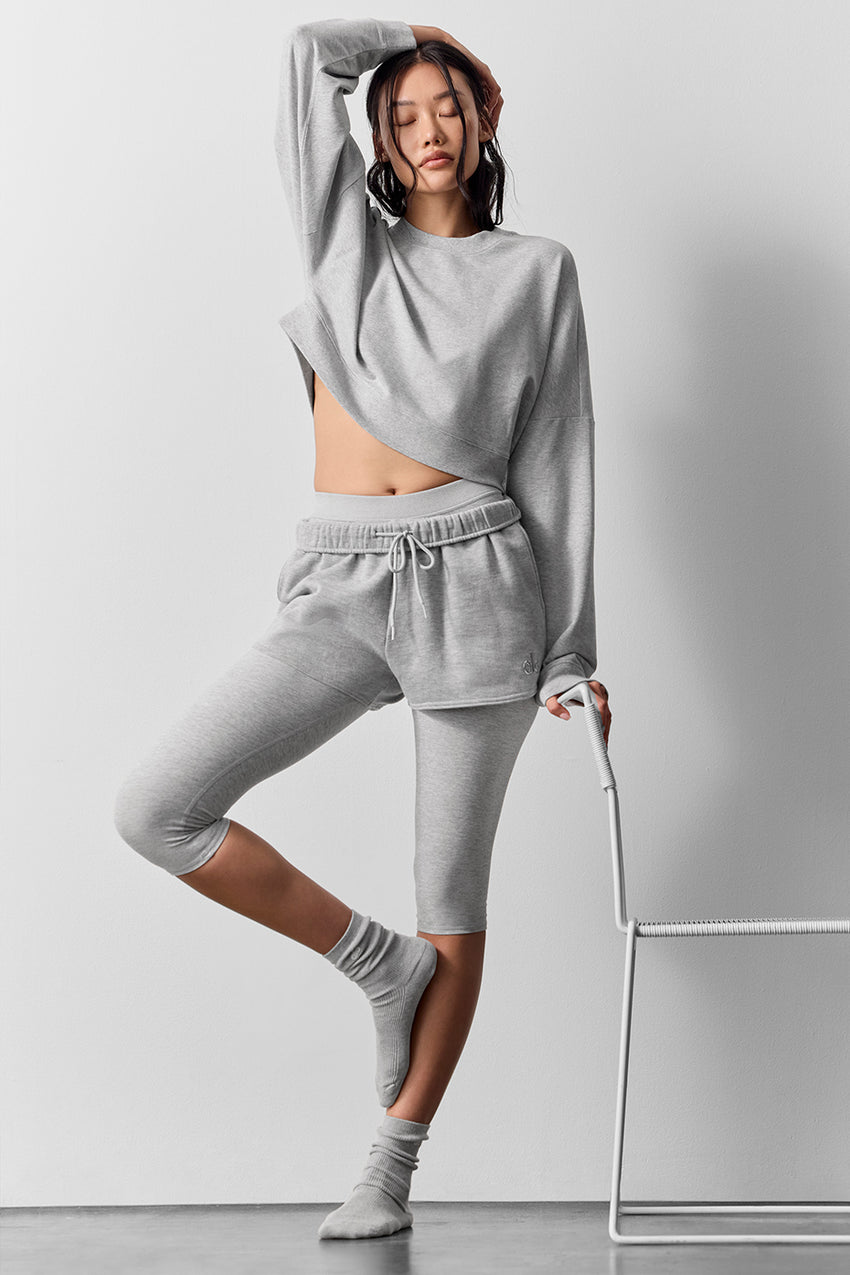 Cropped Sway Crew Neck Pullover - Athletic Heather Grey