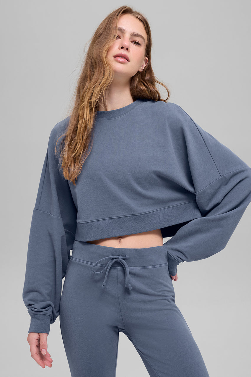 Cropped Sway Crew Neck Pullover - Athletic Heather Grey