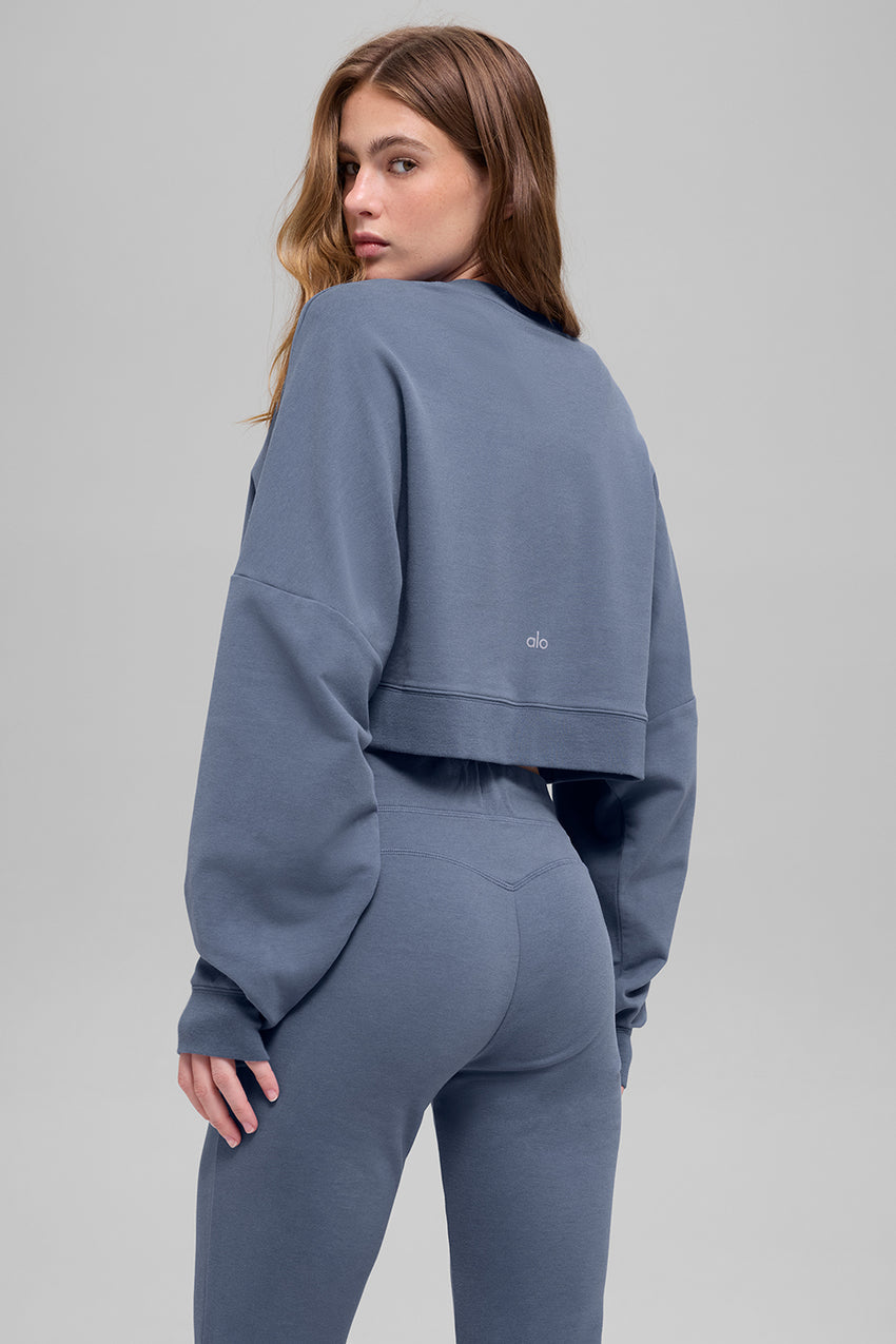 Cropped Sway Crew Neck Pullover - Athletic Heather Grey