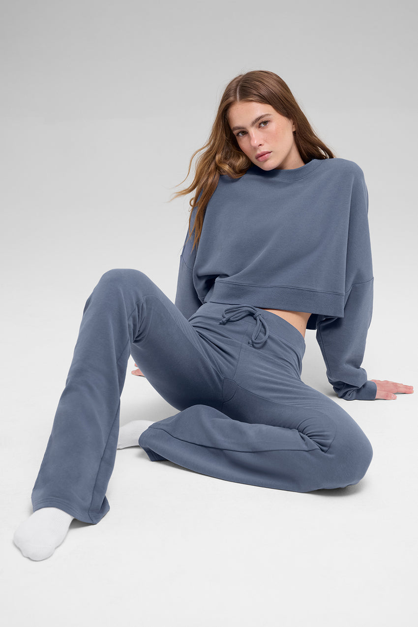 Cropped Sway Crew Neck Pullover - Athletic Heather Grey