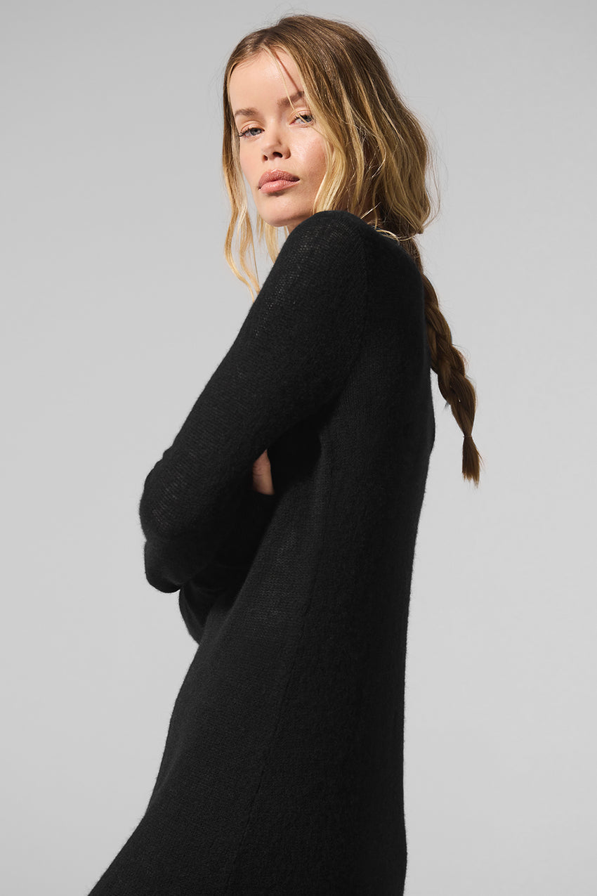 Sheer Cashmere Long Cardigan - Black